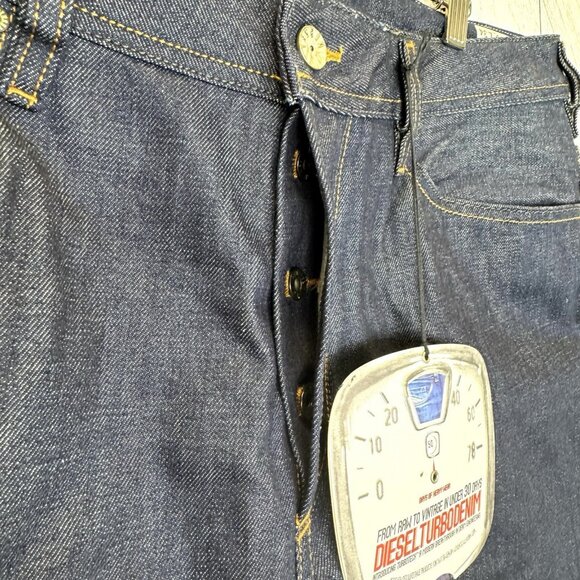 Diesel Jeans Mens 36x34 Turbo Koolter Regular Slim Tapered Raw Button Fly NEW - Picture 5 of 13